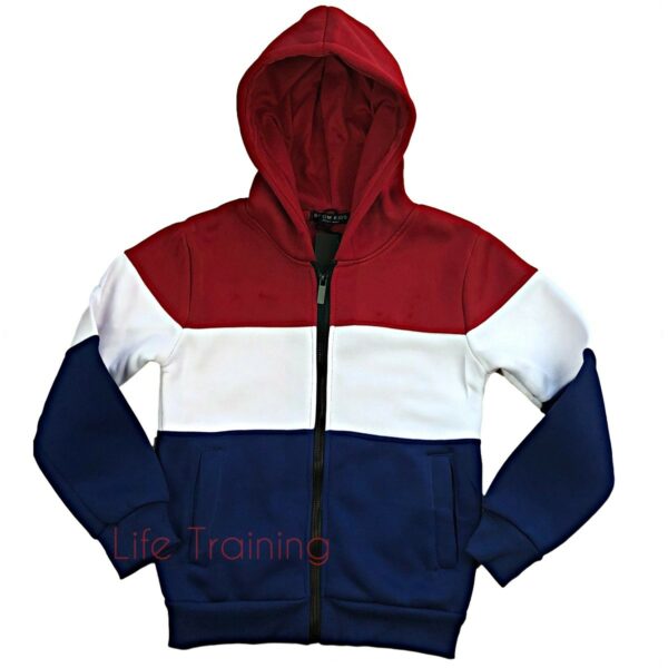 Survêtement enfants tricolore rouge blanc et bleu BL135-2 Face