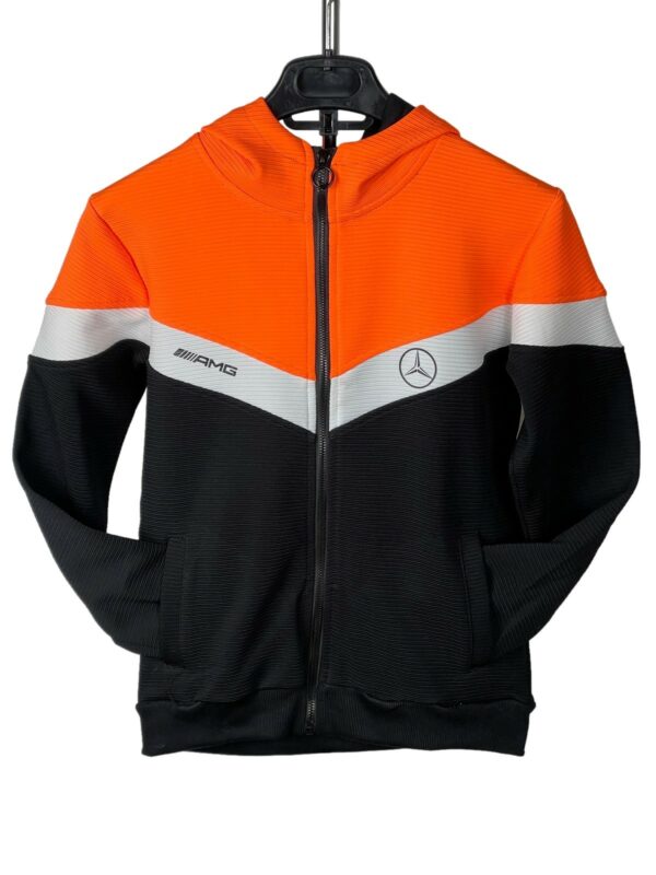 Survêtement enfants training tricolore orange blanc noir AMG Mercedes BL122-5 Face