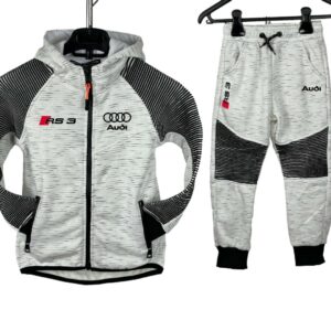 Survêtement training enfants blanc bandes noir logo AUDI RS3 BL10-4 Montage