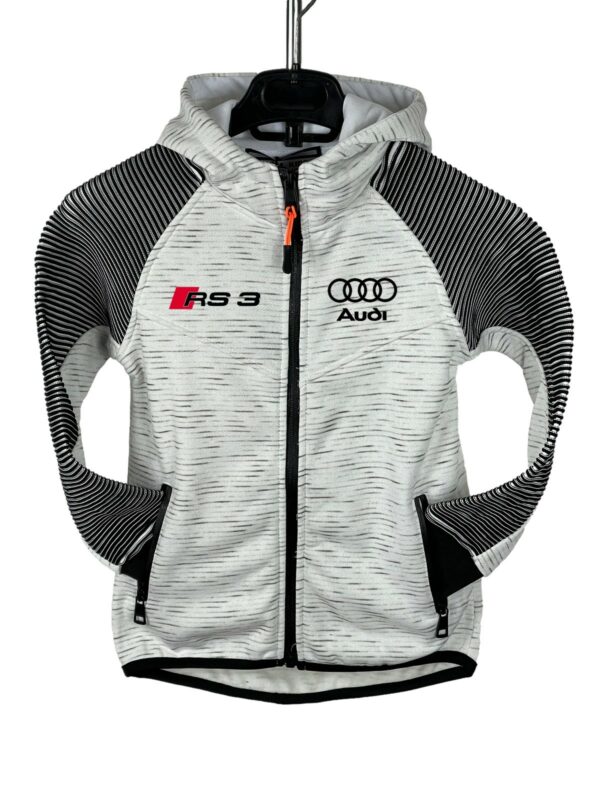 Survêtement training enfants blanc bandes noir logo AUDI RS3 BL10-4 Face