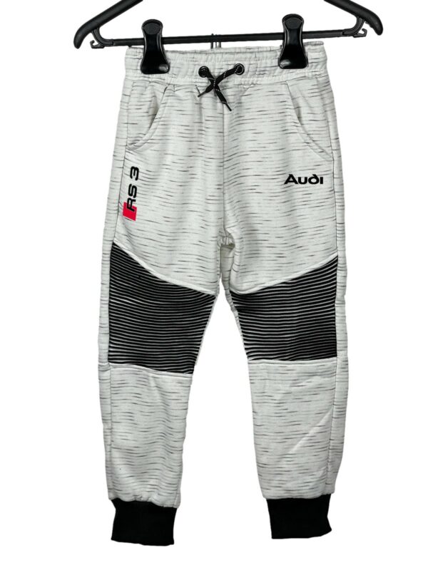 Survêtement training enfants blanc bandes noir logo AUDI RS3 BL10-4 Pantalon