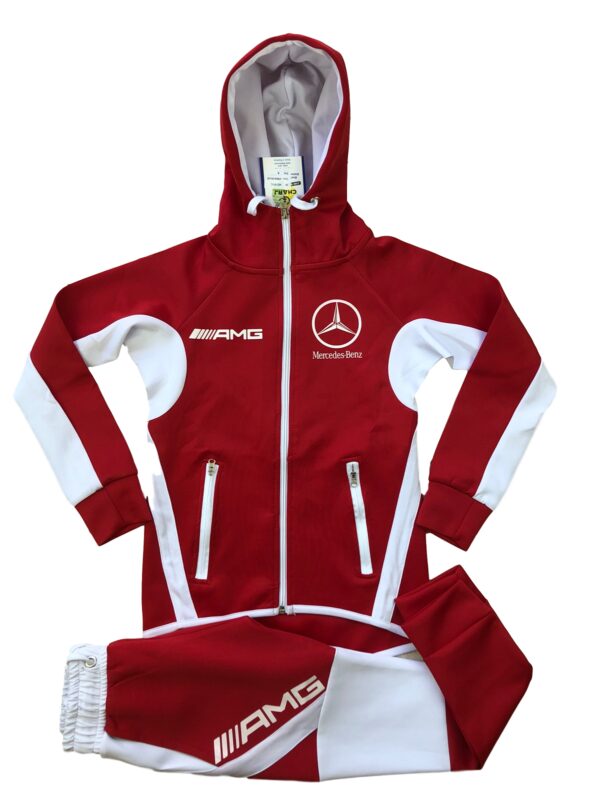 Survêtement training enfants rouge et blanc logo AMG Mercedes MD161-R Montage